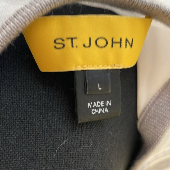 St. John SILK contrast Wool Tank Top cream/grey sz Large - Picture 4 of 4